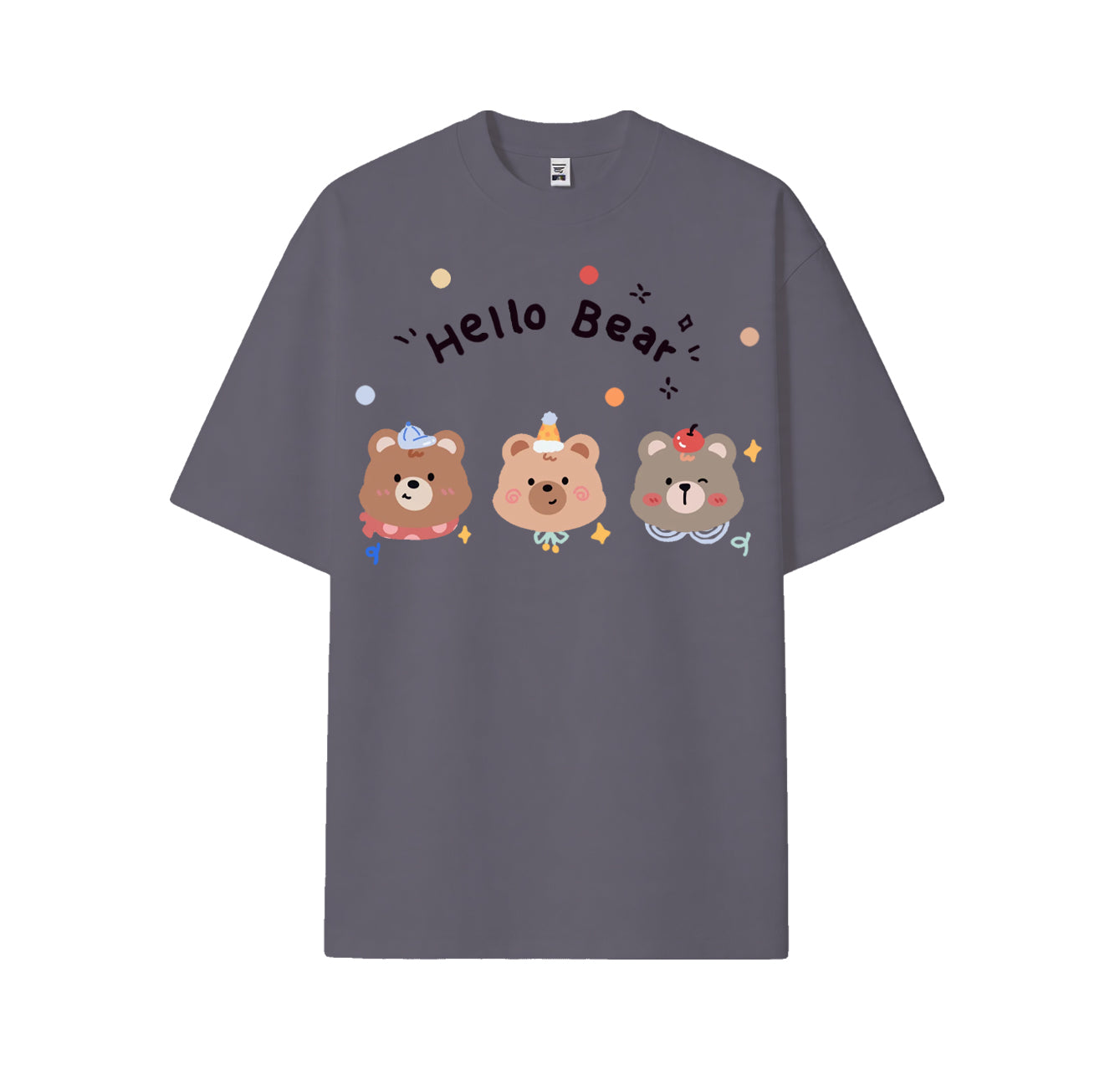 T-shirt décontracté à manches courtes Hello Bear, imprimé ours de dessin animé, coupe ample, pour femmes et hommes.