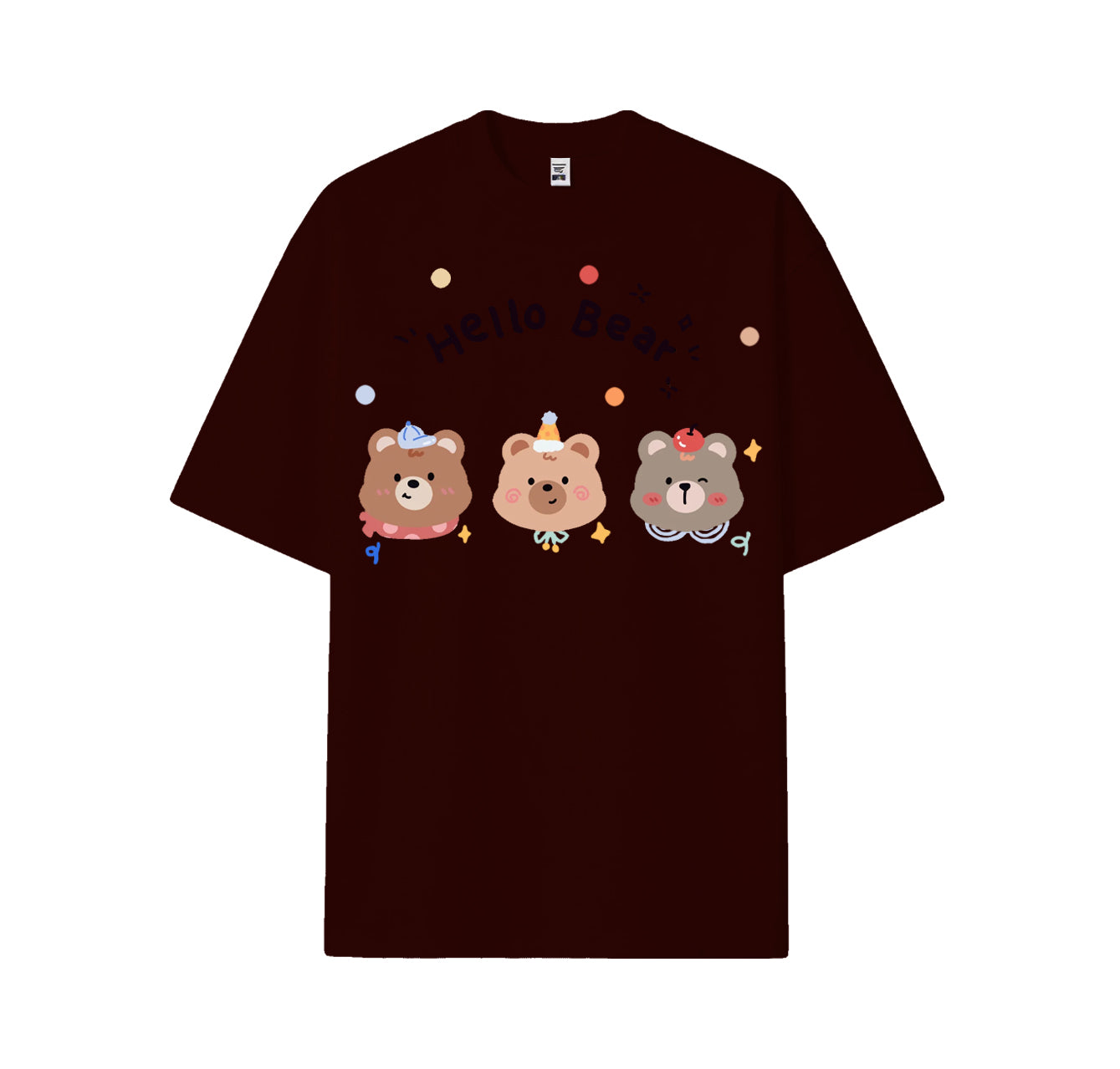 T-shirt décontracté à manches courtes Hello Bear, imprimé ours de dessin animé, coupe ample, pour femmes et hommes.