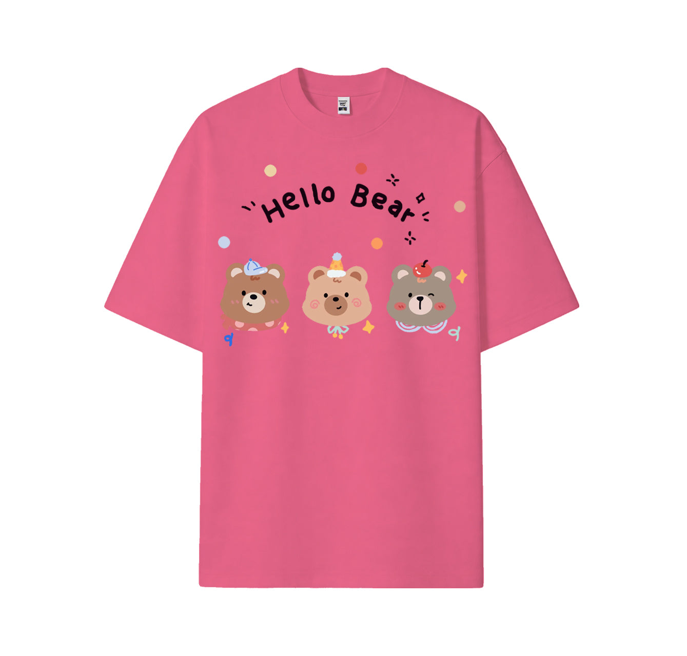 T-shirt décontracté à manches courtes Hello Bear, imprimé ours de dessin animé, coupe ample, pour femmes et hommes.